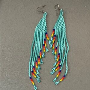 Native 925 sterling Turquoise color Beaded Earrings